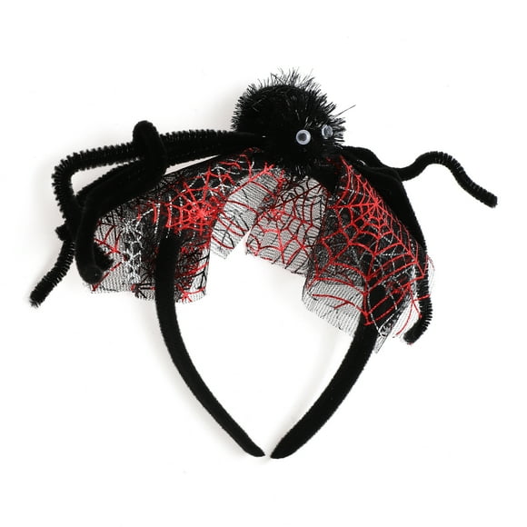 Accesorios Únicos 1 Pc Diadema de Patrón de Telaraña para Halloween 4.72" Diámetro Negro Rojo