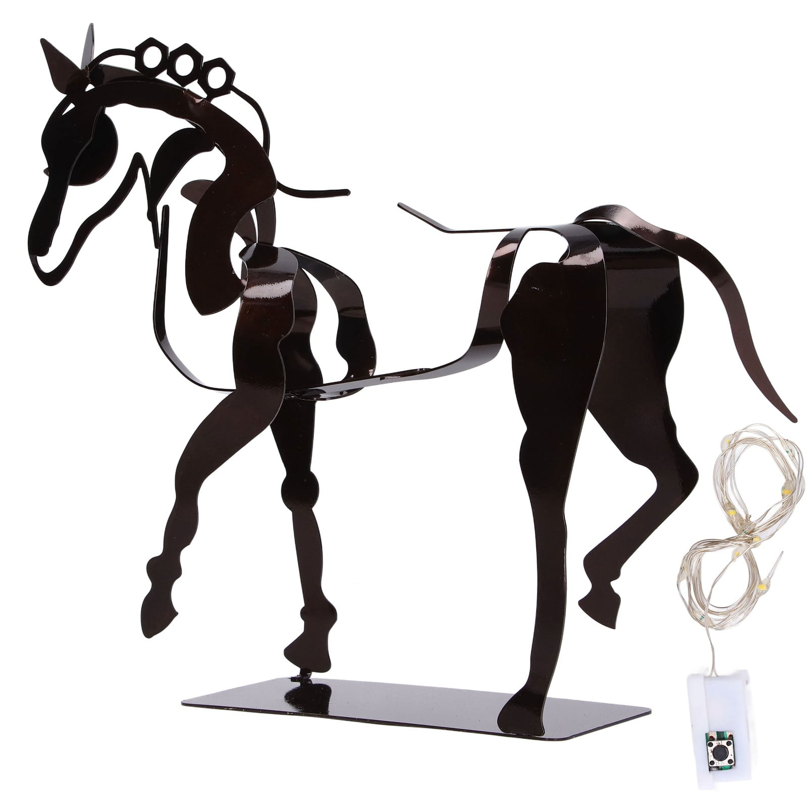 Standing Horse Statue, Iron Desktop Sculpture For Bookshelf For Home