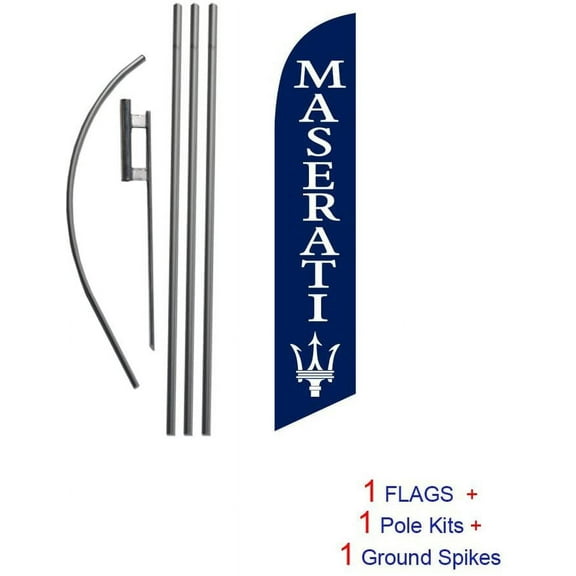 Auto Dealership Advertising Feather Banner Swooper Flag Sign with Flag Pole Kit and Ground Stake, Blue, Compatible with Maserati Carlot Signs
