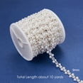 thumbnail image 2 of Flower Plastic Imitation Pearl Beaded Trim Garland Strands with Spool Glass Rhinestones for Wedding White 9x3mm 10yards/roll, 2 of 7