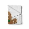 thumbnail image 2 of Gingerbread Man Soft Flannel Fleece Throw Blanket, Iconic Seasonal Baked Pastry Sugary Treats Joyous Fun Xmas, Cozy Plush for Indoor and Outdoor Use, 60" x 80", Caramel Green and Red, by Ambesonne, 2 of 6