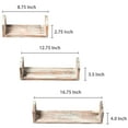 Wall Mounted Torched Wood UShaped Floating Shelves, Set of 3