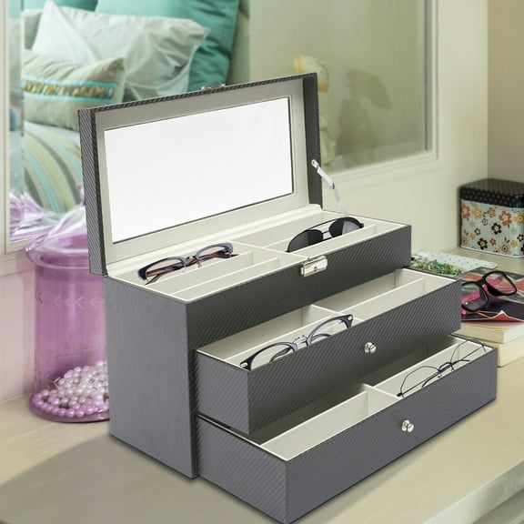 Miumaeov 3 Layer 18 Slots Eyeglass Sunglass Storage Watch Box Eyewear Accessories Display Case