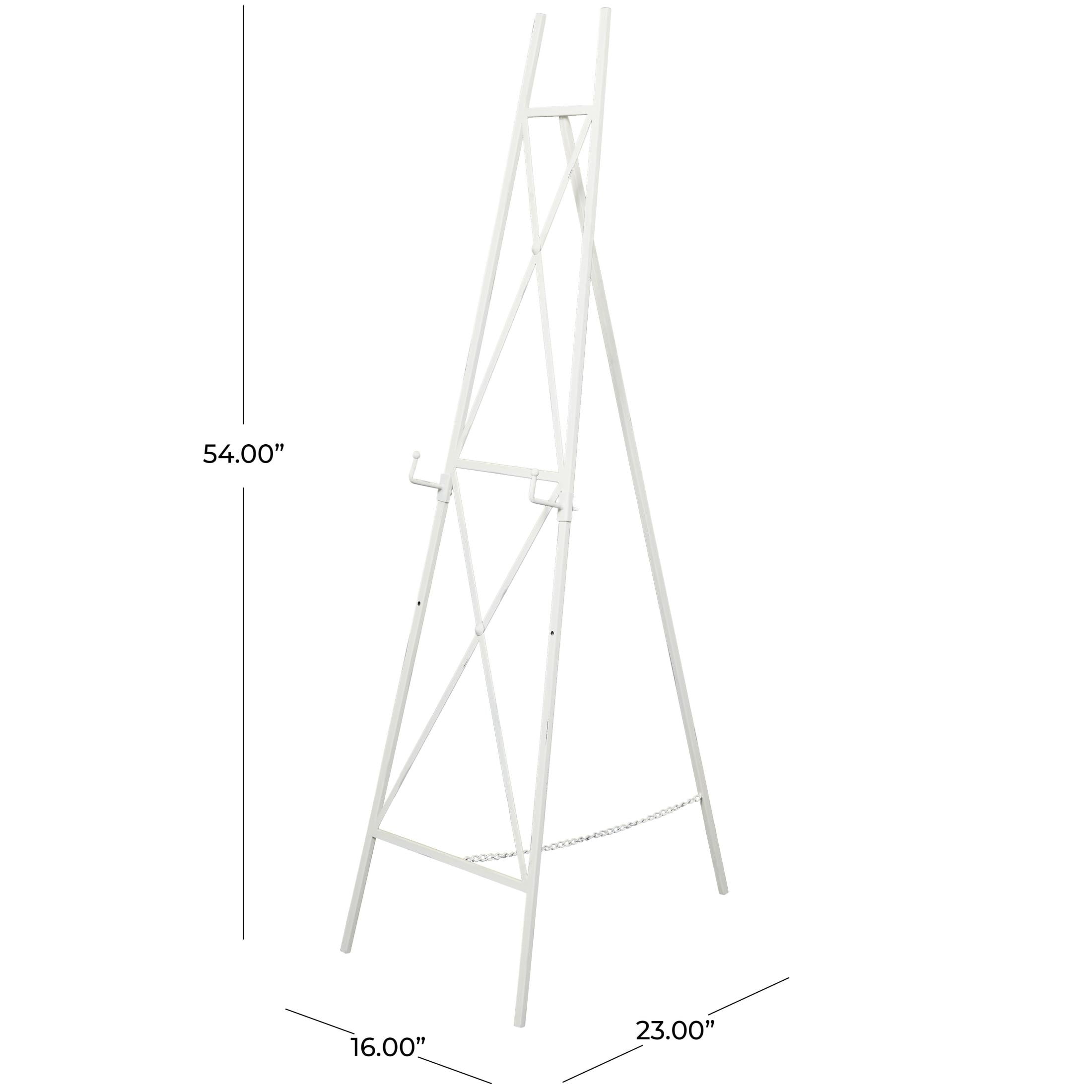 DecMode 16" x 54" White Metal Tall Adjustable Floor 2 Tier Easel, 1-Piece