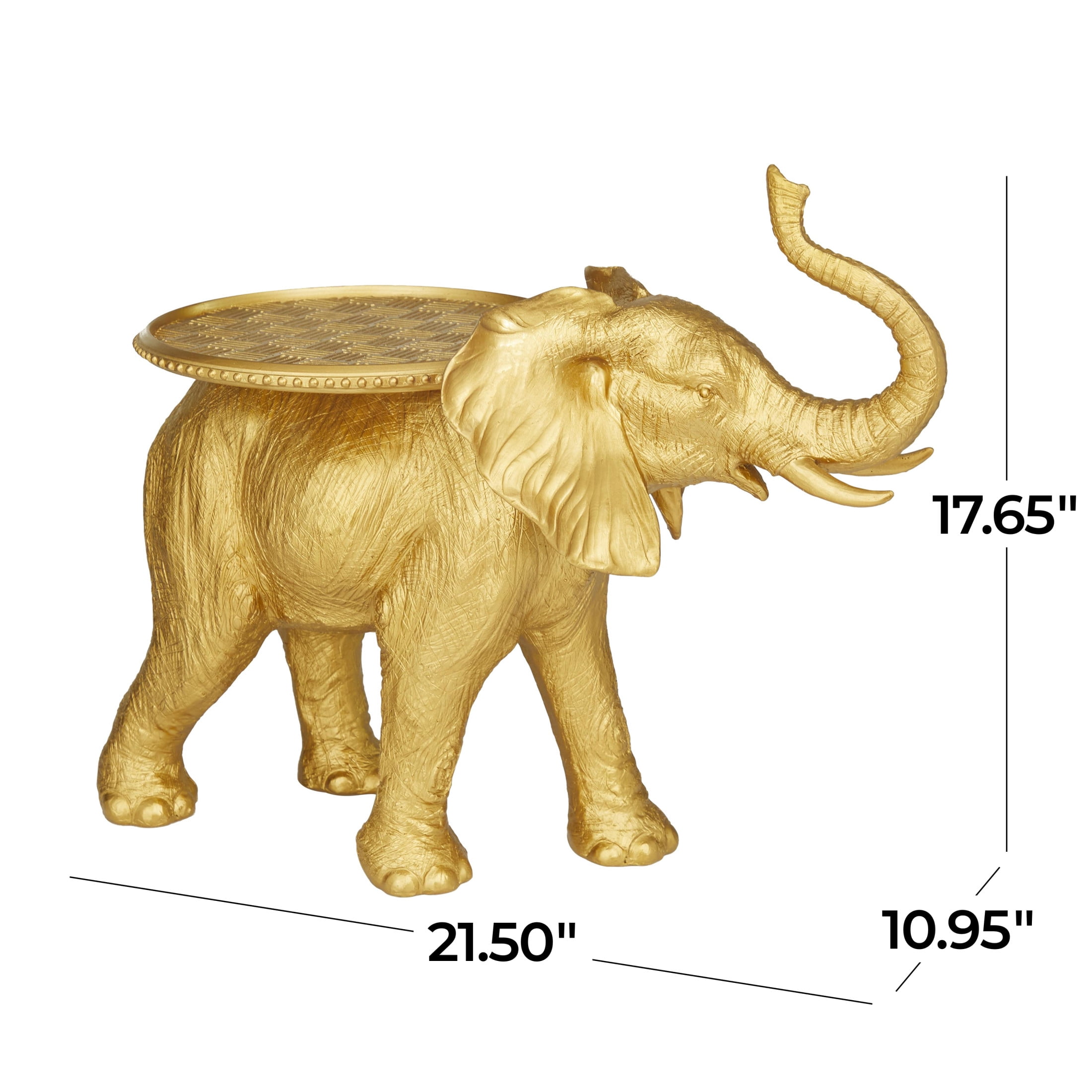 22" x 18" Gold Polyresin Elephant Sculpture, by DecMode