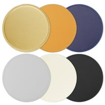 LELE LIFE Leather Coasters for Drinks, Heat-Resistant Cup Coasters Set of 6 for Coffee Table and Desk Protection, Round Double-Sided Bar Beer Drink Coasters, 6 Colors