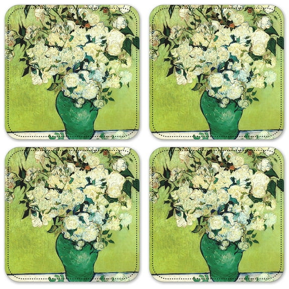 Vinyl Drink Coasters - Set of 4 - Van Gogh: Vase of Roses