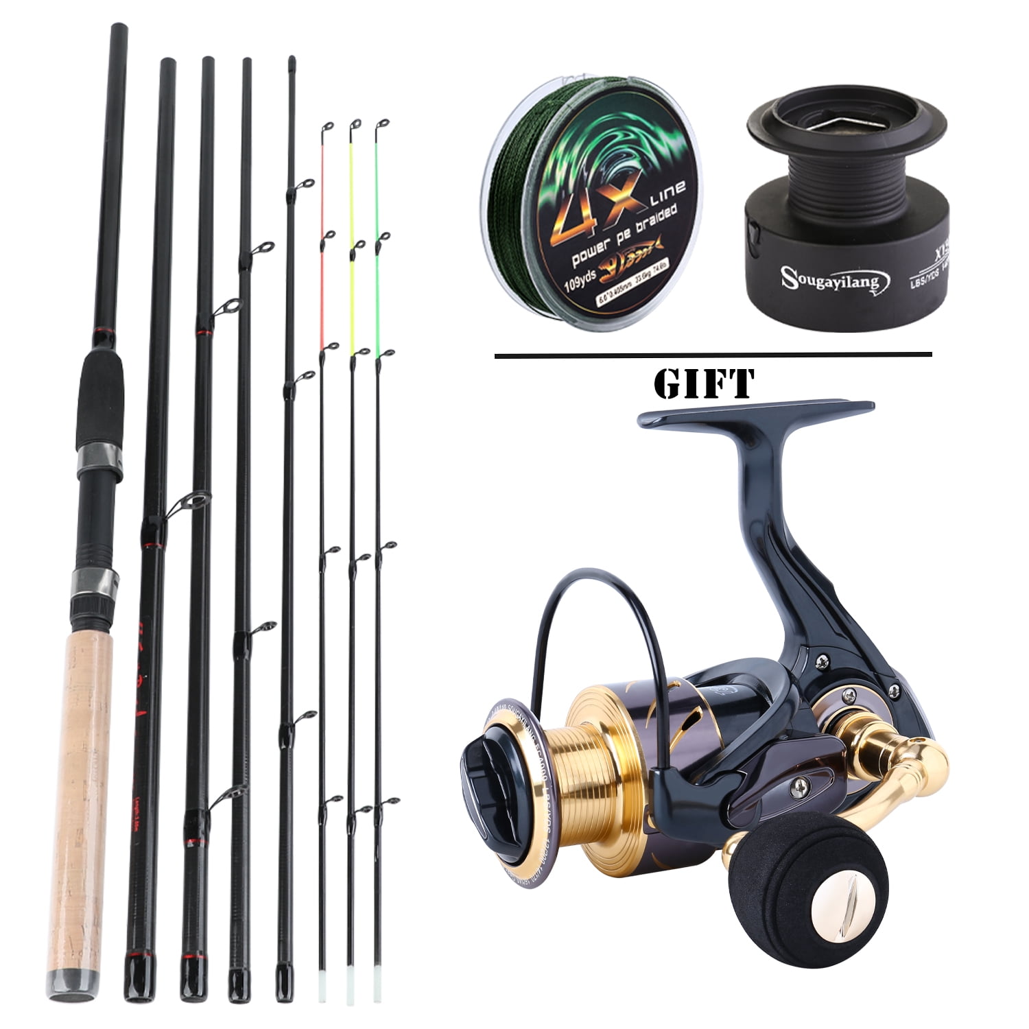 asian carp fishing rod and reel SUNESA Poles Fishing Combo Full Kit 1.5m Telescopic Fishing Rod Spinning Reel Set Kit Jig Hooks Soft Lures Barrel Swivels Rod Telescopic Fishing Rod : Sports & Premium Carbon Construction Bow fishing tournament aims to