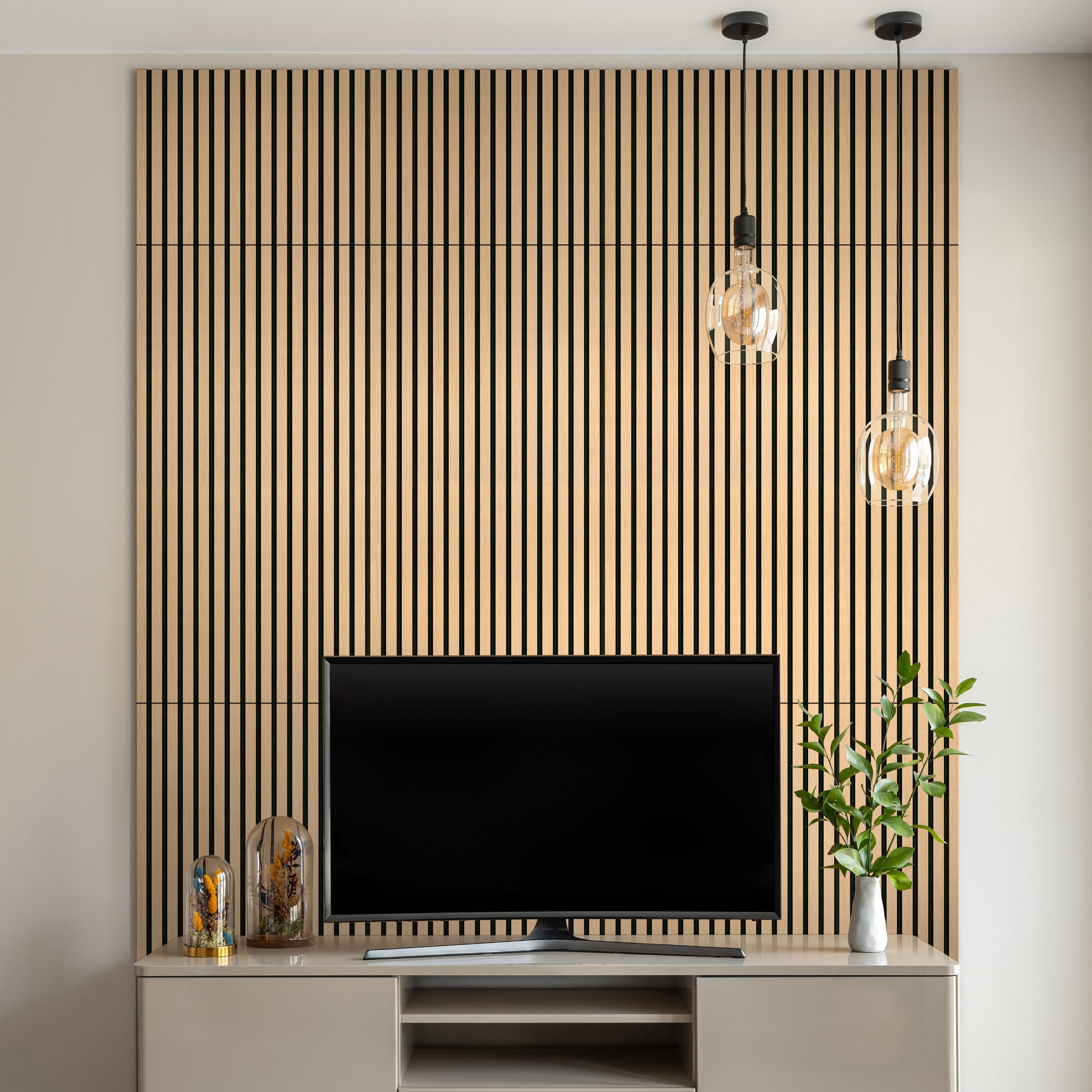 MSI 24 in. x 48 in. Harmony Almond 3D Fluted Wood Slat Acoustic Sound Absorbing Wall Paneling (Set Of 1)