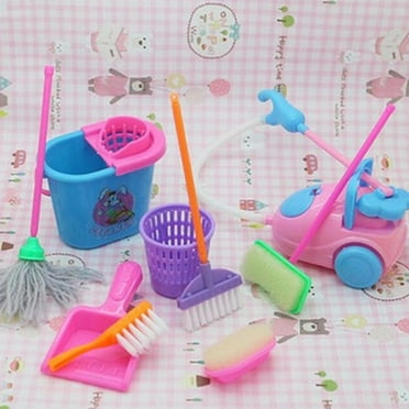 9Pcs/Set Dolls Pretend Play Toy Cleaning Kit For Barbie Dolls