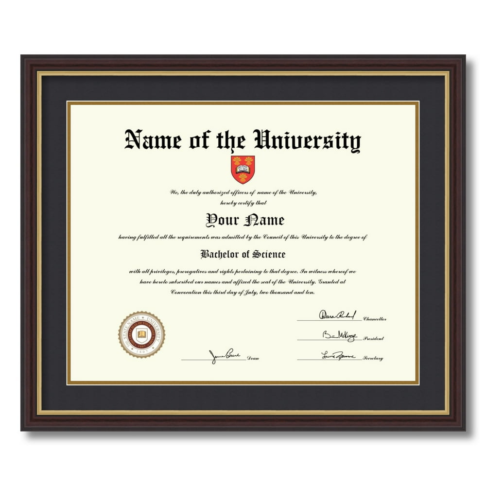 ArtToFrames 16x20" Diploma Frame Framed in Mahogany and Gold Slope