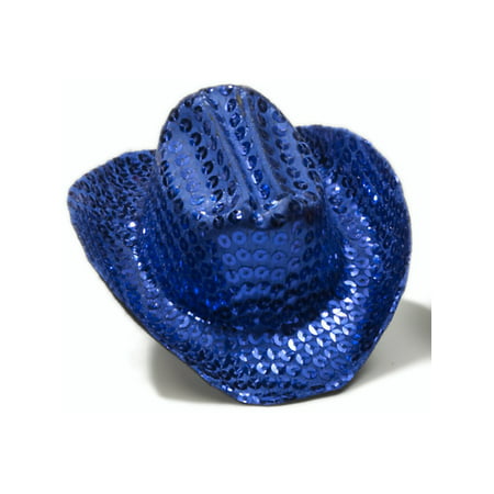 Women's Blue Sequin Mini Micro Cowboy Cowgirl Wild West Hat
