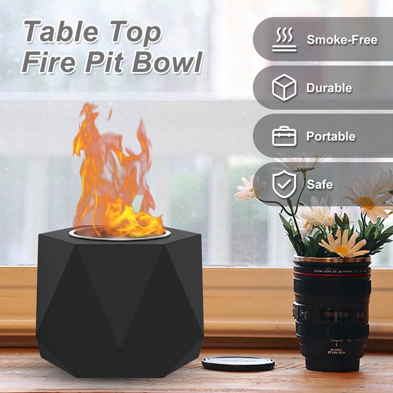 Evjurcn Table Top Fire Pit Mini Bioethanol Fireplace Portable Ventless  Isopropyl Alcohol Fireplace Small Clean-Burning Fire Pit Bowl for Home  Decor Garden Camping - Walmart.com