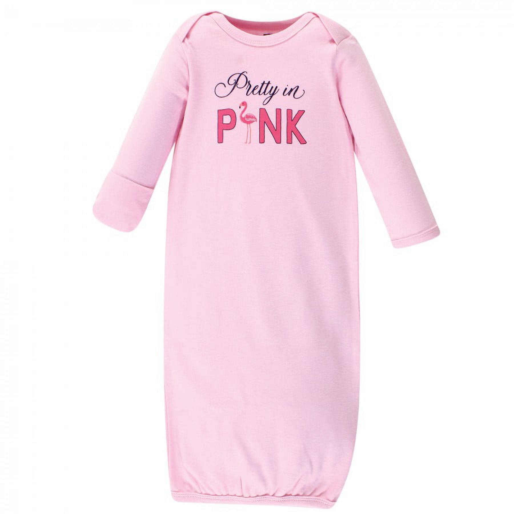 Hudson Baby Infant Girl Cotton Gowns, Bright Flamingo, Preemie and Newborn