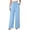 Light Blue, variant on Women's Solid Cotton Linen Pants, High Waisted Wide Leg Trousers with Button Detail and Split Hem, Casual Summer Pants with Pockets