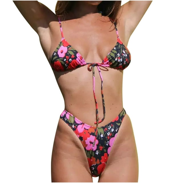 Daisyyozoid Maillots de Bain pour Femmes Liquidation Mode Décontractée Imprimé Taille Fine Bikinis Ensembles
