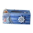 thumbnail image 3 of 1PC Mediterranean Decorative Tissue Box Wooden Crafts Storage Box Home Desktop Decoration (Blue Rudder), 3 of 6