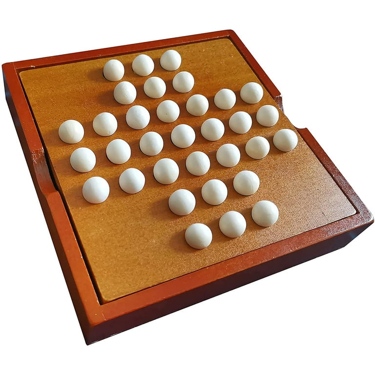 Buy Online Winmaarc Handmade Wooden Peg Solitaire Board Game, Mini Teaser  Board Games -  577693