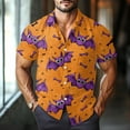 thumbnail image 5 of JGNGSHN Halloween Button Down Shirt for Men Casual Short Sleeve Hawaiian Shirt Cute Pumpkins Skull Print Tees Summer Fall Clothes, 5 of 7