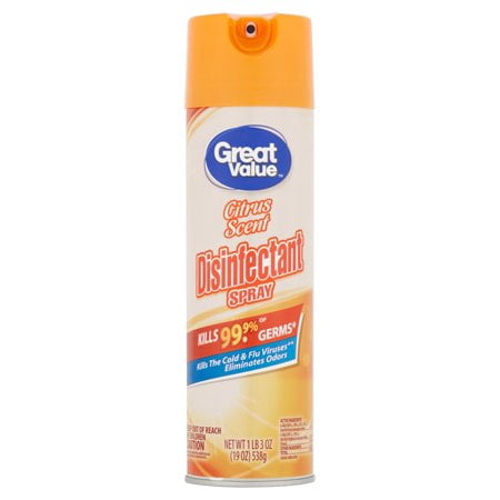 (2 Pack) Great Value Disinfectant Spray, Citrus Scent, 19