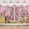 thumbnail image 2 of Western Cowgirl Banner Cowgirl Party Decoration Backdrop Pink Western Rustic Wooden House Barn Photography Background for Birthday Baby Shower Photo Booth Western Party Supplies, 2 of 9
