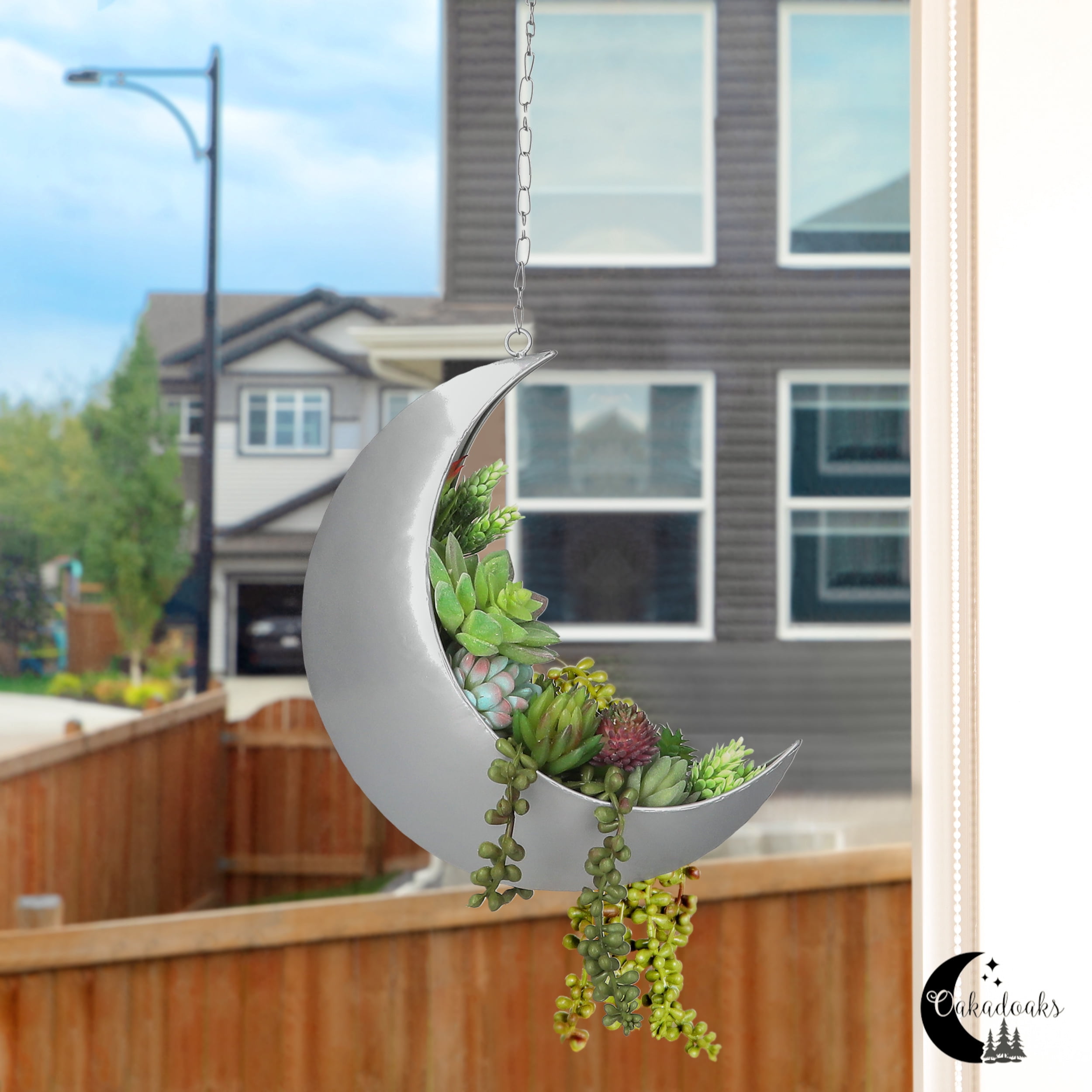 Hanging Moon Planter for Moon Room Decor - Great for Succulents, Air Plant, Mini Cactus, Faux, Artificial Plants-Boho Hanging Planters for Indoor Plants, Witchy Gifts for Women, Birthdays,Plant Lovers