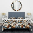 thumbnail image 3 of Designart "Mosaic Elegance In Earth Tones" Green Marble Bedding Covert Set - Glam Bed Set With 2 Shams, 3 of 5