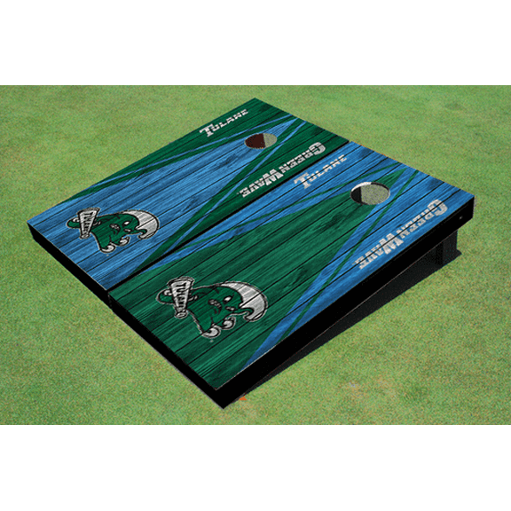 Tulane University Alternating Wood Look Triangle Cornhole Boards