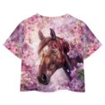 thumbnail image 2 of Uourmeti Horse Summer Short Sleeve T-Shirt for 9-10Y Girls Casual Short Crop Top Cherry Blossom Loose Breathable Crew Neck Sweatshirt, 2 of 5