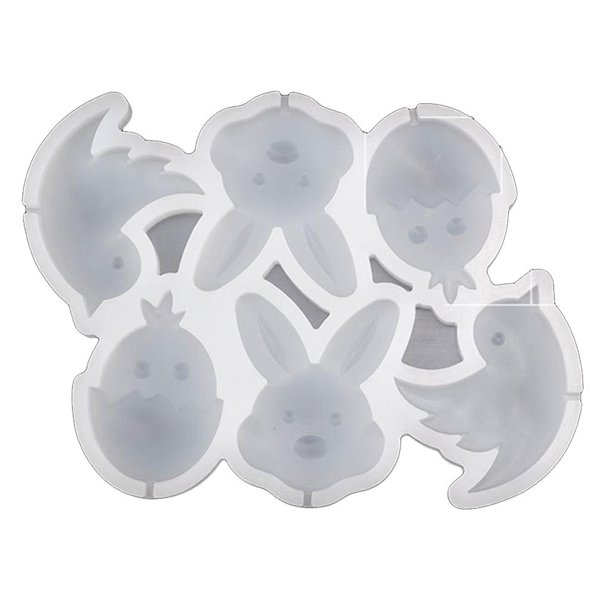 Style 6 Molde para paletas con forma de huevos de conejito, molde para pasta de silicona, molde para hornear galletas Fondant