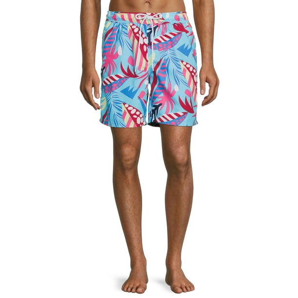 No Boundaries Men's & Big Men's Novelty Print 7" Swim Trunks