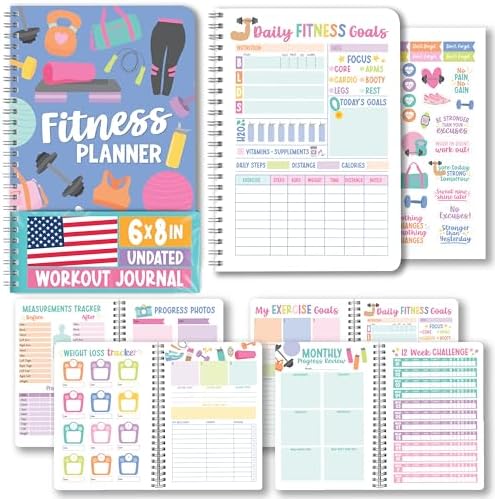 Fitness Journal for Women - Workout Journal for Women, Food and Fitness Journals, Undated Workout Log Book Planner, Exercise and Gym Journals, Exercise Planner Weight Loss Tracker