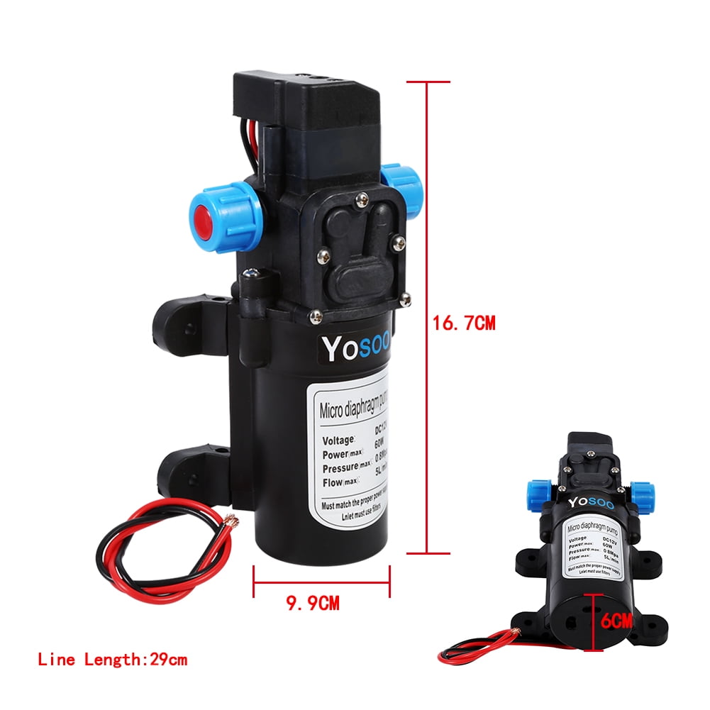 Ashata DC12V 0.08HP, 5 Amps, 12 Volts Black Water Transfer Pump, 5 L/min
