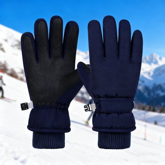 CPNG Kids Snow Ski Gloves for Boys Girls Winter Snowboard Waterproof Windproof Solid Color Mittens Thermal Fleece Gloves for Cold Weather
