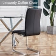 thumbnail image 3 of JUFU Morden Dining Chairs Set of 4, Black Faux Leather, High Back, Chrome Legs for Dining,Kitchen, 3 of 8