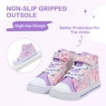 thumbnail image 4 of Kids Toddler Sneakers for Girls High Top Walking Canvas Shoes with Easy Wear Strap, Pink Purple PU, Size 12, 4 of 5