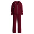 thumbnail image 3 of YHCY 2 Piece Zip Up Sweatsuits for Women Basic Long Sleeve Hooded Sweatshirt Long Straight Wide Leg Sweatpant Casual Comfy Soft Suits Plus Size Fall Trendy Sets Lounge Travel Tracksuits Wine Xxl, 3 of 9