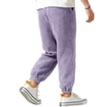 thumbnail image 3 of LWavelet Men's Waffle Texture Tapered Joggers Drawstring Waist Side Decor Label Soft Fabric Comfortable Daily Loungewear Pants Purple XL, 3 of 3