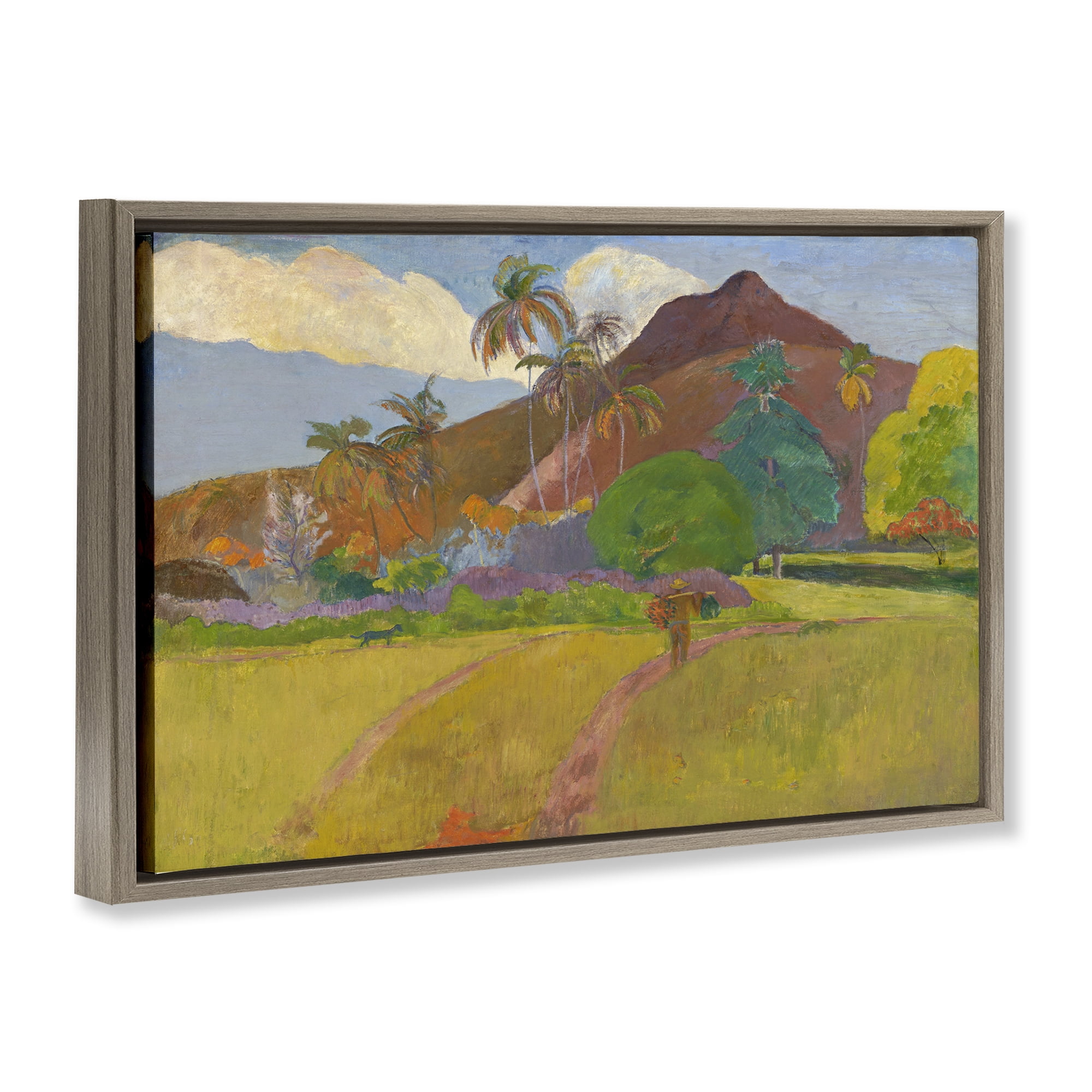 Stupell Industries Classic Tahitian Landscape Landscape & Nature Painting Brown Floater Framed Canvas Art Print Wall Art, 25 x 17