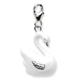 thumbnail image 1 of Sterling Silver Amore La Vita Polished 3-D Enameled Swan Charm Pendant with Fancy Lobster Clasp, 1 of 4