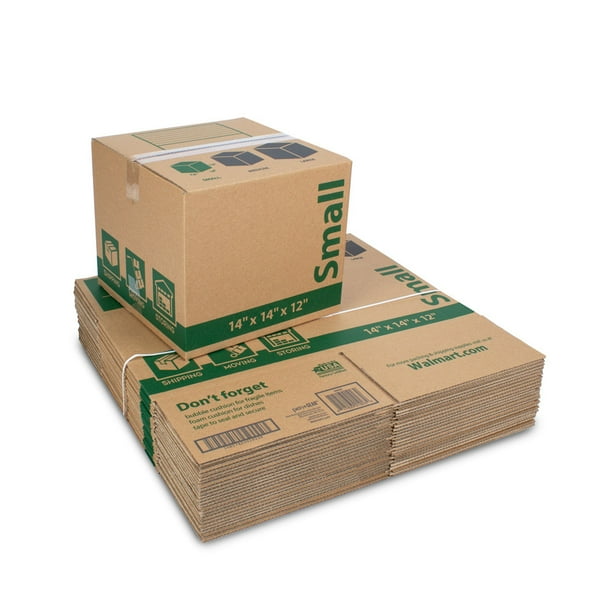 Small Recycled Moving Boxes 14" L x 14" W x 12" H (25-Count) - Walmart