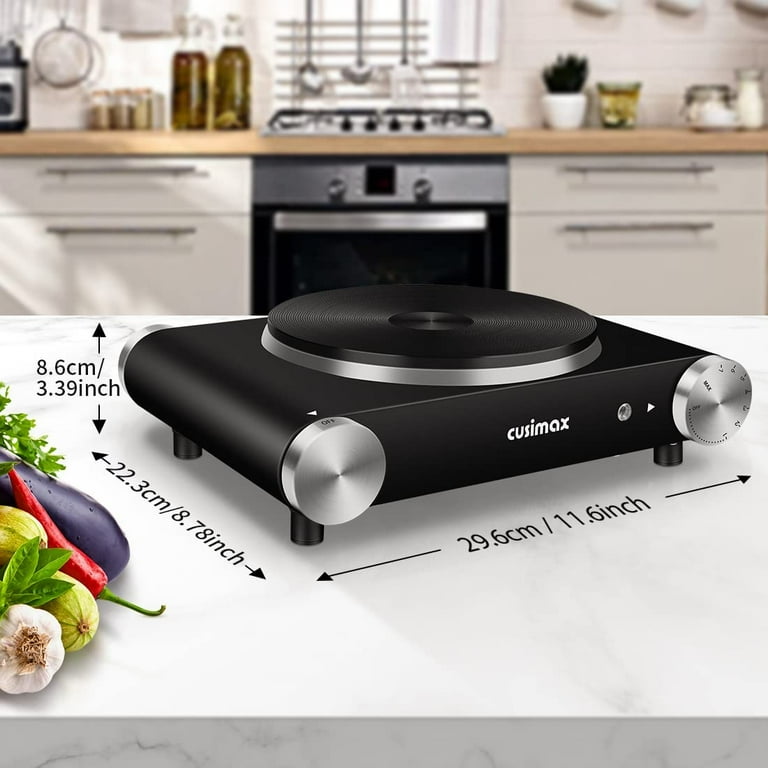 Cusimax 1500W Electric Hot Plate for Cooking Portable Single Burner Heat-up  in Seconds Adjustable Temperature Control Stainless Steel Black -  Walmart.com
