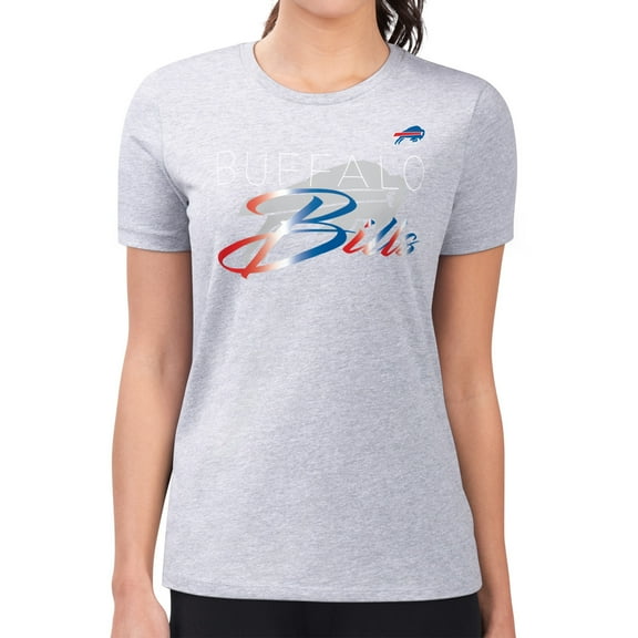 Women's G-III 4Her by Carl Banks Gray Buffalo Bills Super-Slim Fit Lightweight Shadow Logo T-Shirt