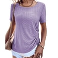thumbnail image 2 of Camiseta de mujer de manga corta con cuello redondo y cordón lateral holgado, Top informal de verano para mujer, 2 of 6
