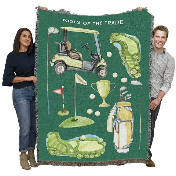Pure Country Weavers Golf Tools of the Trade Large Tapestry Throw Woven from Cotton - Made in The USA (72x54)