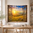 thumbnail image 5 of Mountain Sunrise Over Meadow in Rustic Window, Serene Rustic for Nature Lovers, Scenic Landscape Wall Art Decor, Housewarming Gift, Tapestry Wall Hanging for Living Room and Bedroom, 5 of 7