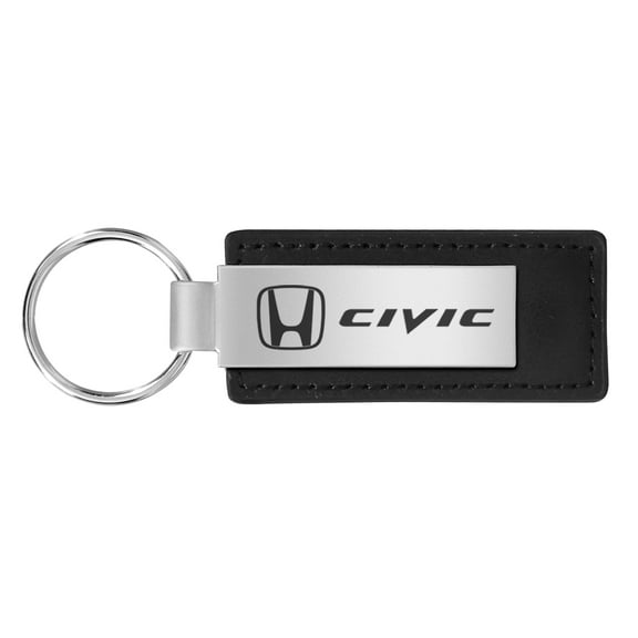 Honda Civic Large Black Leather Key Chain
