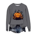 thumbnail image 3 of Meichang Chandails d'Halloween pour Femmes Chandail Graphique Citrouille Chandails de Fête Hauts d'Automne à Manches Longues Col Rond Chandails Vintage d'Halloween, 3 of 7