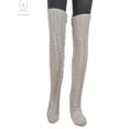 thumbnail image 3 of Gustave Women's Wool Thigh High Stockings,Over The Knee High Socks Leggings, Winter Cable Knitted Stretchy Long Sockings "Gray", 3 of 7