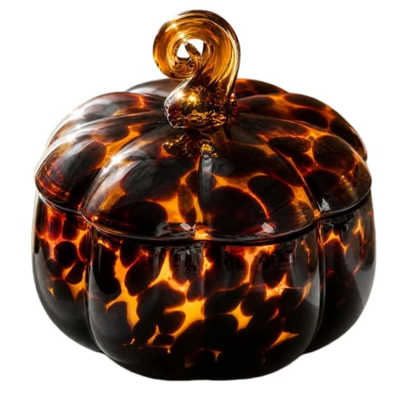 Pumpkin Shaped Scented Glass Candle, Lead-Free Cotton Wick Blended Warm Spice Candle for Burning & Lighting, Halloween Thanksgiving Fall Festival Table Centerpiece Decor Layout